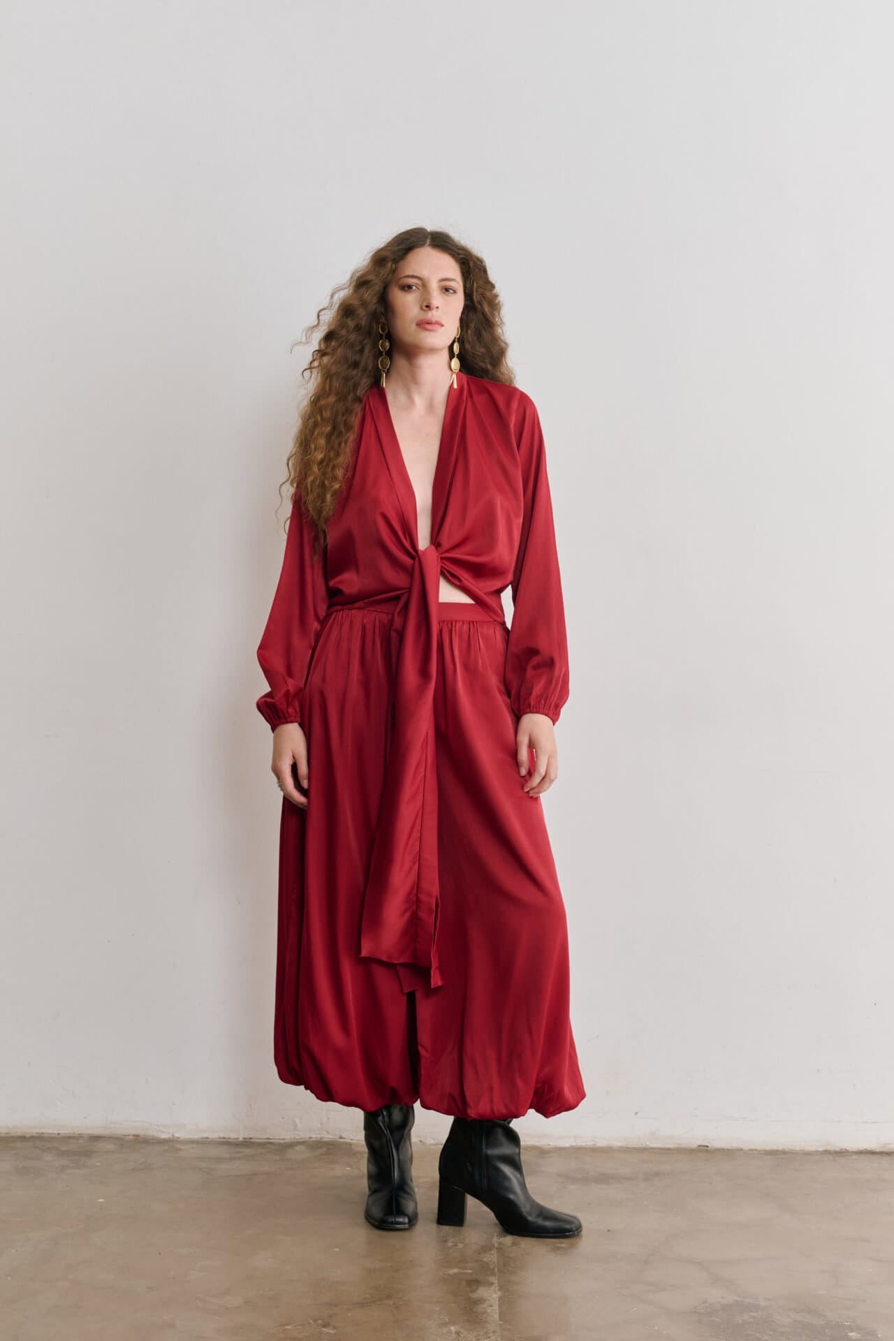 Blusa Transpassada Estilo Quimono Antonela - Vinho 1