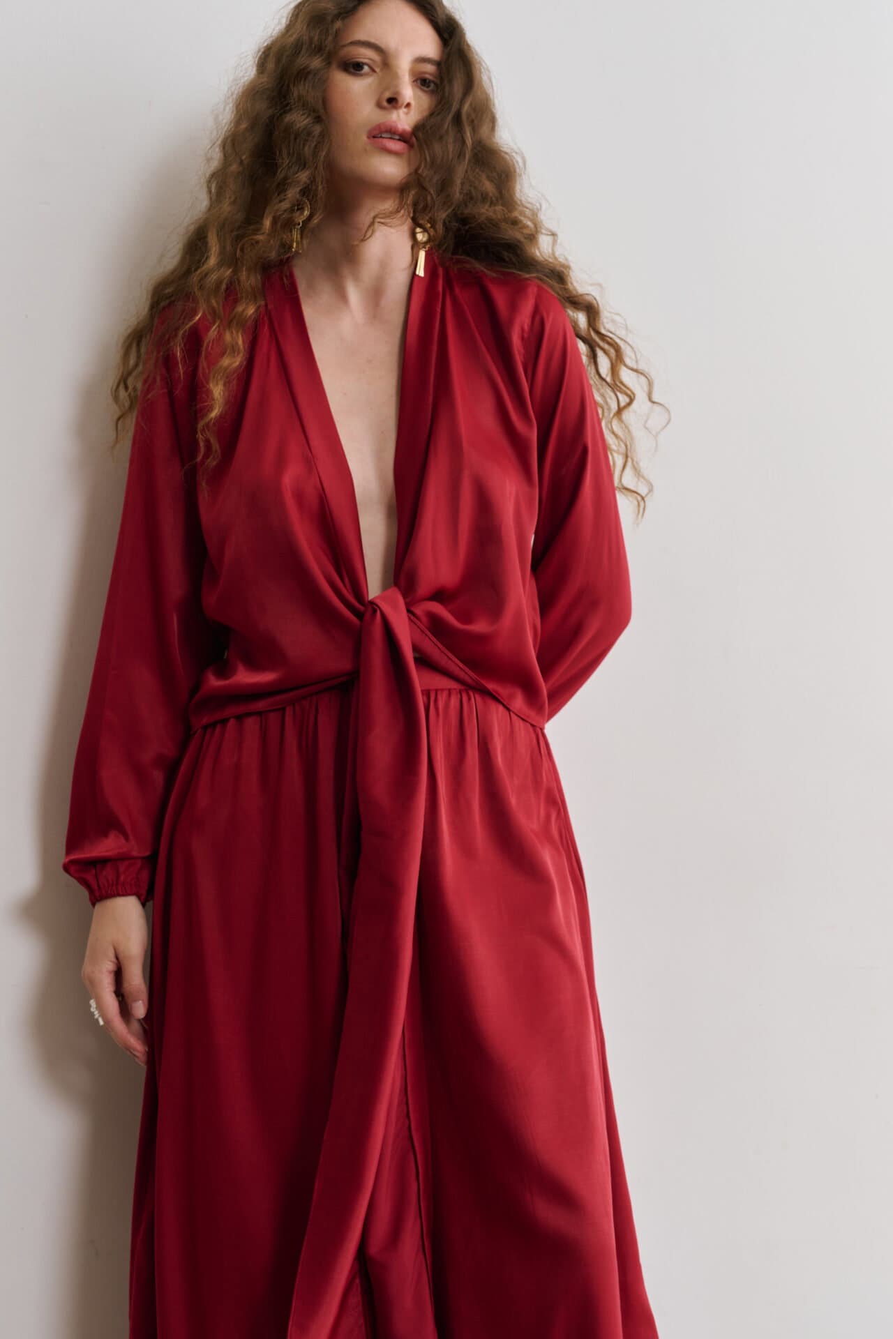 Blusa Transpassada Estilo Quimono Antonela - Vinho 2