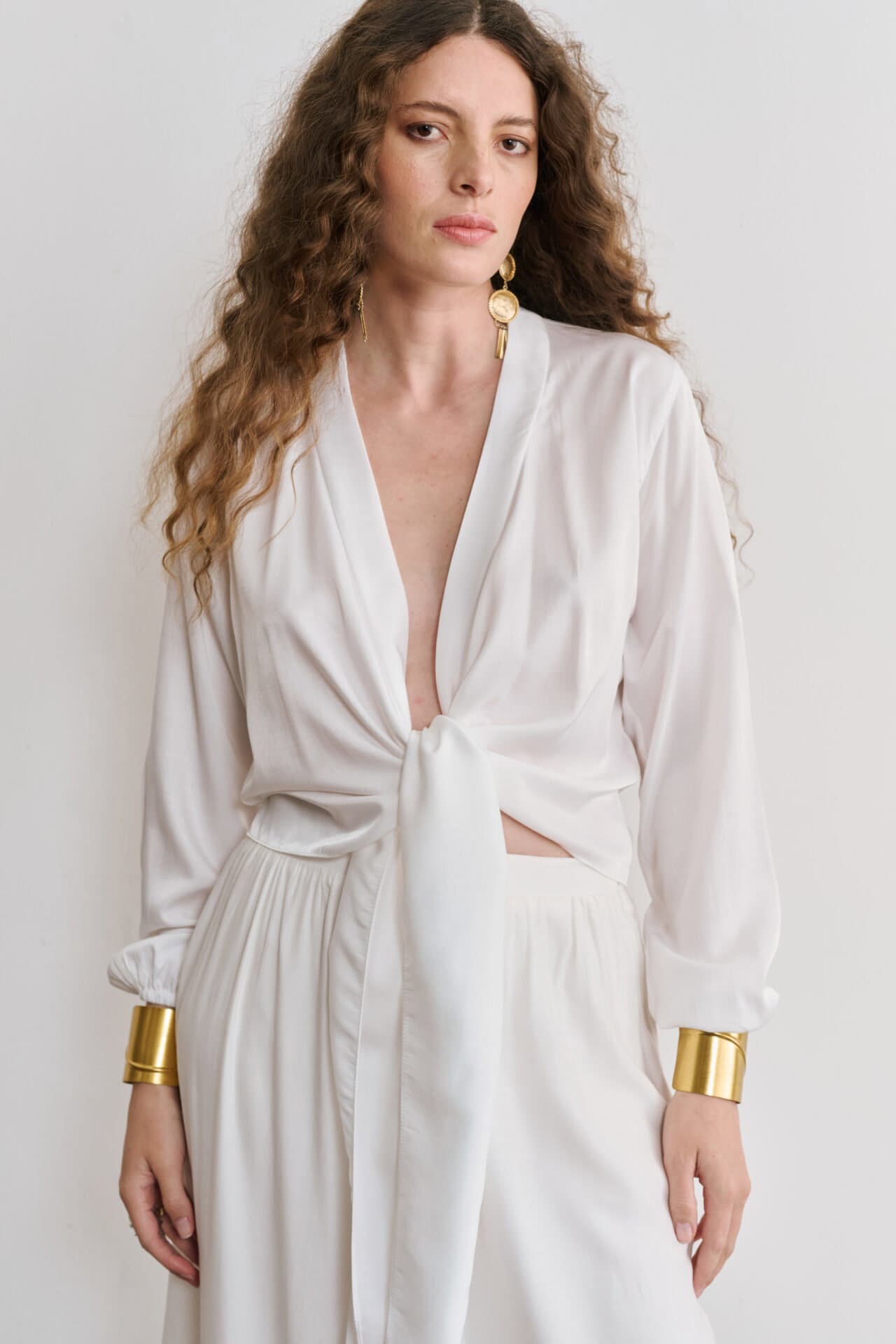 Blusa Transpassada Estilo quimono Antonela - Off White 2